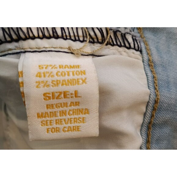 NWT CG Buzz Jeans Light Wash Denim Mini Skirt Asymmetrical Frayed Hem Stretch L - Picture 10 of 11